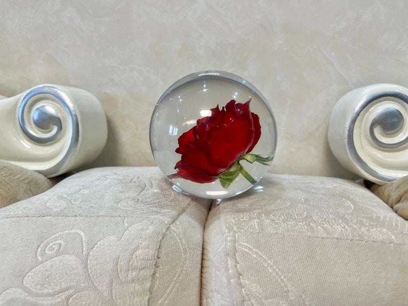 Preserved Red Rose Resin Sphere: Romantic Valentine's Gift Perfect Holiday Gift of Love image 7