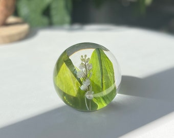 Lily of The Valley Real Flower Sphere Preserved Flower Souvenirs Botanical Gift for Her Unique Birthday Girl Gifts