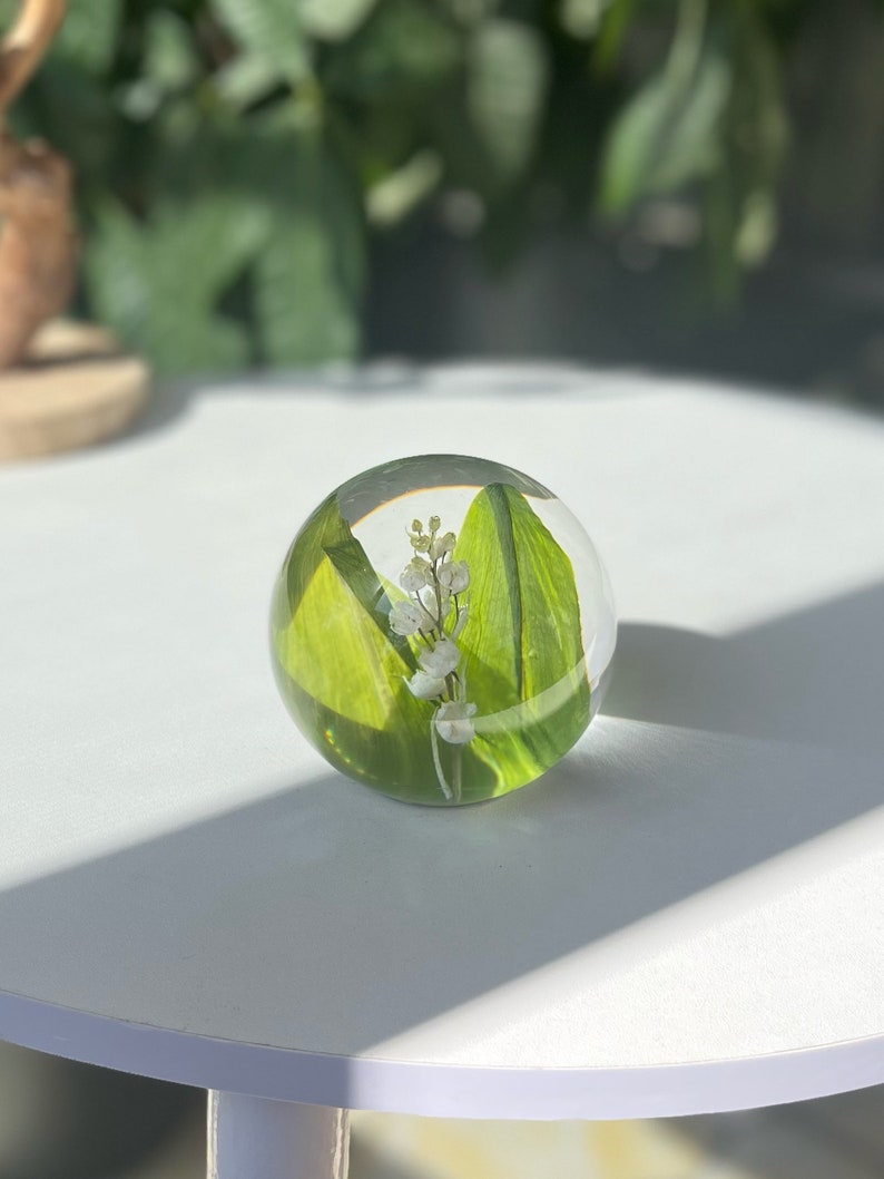 Lily of The Valley Real Flower Sphere Preserved Flower Souvenirs Botanical Gift for Her Unique Birthday Girl Gifts Sphere only