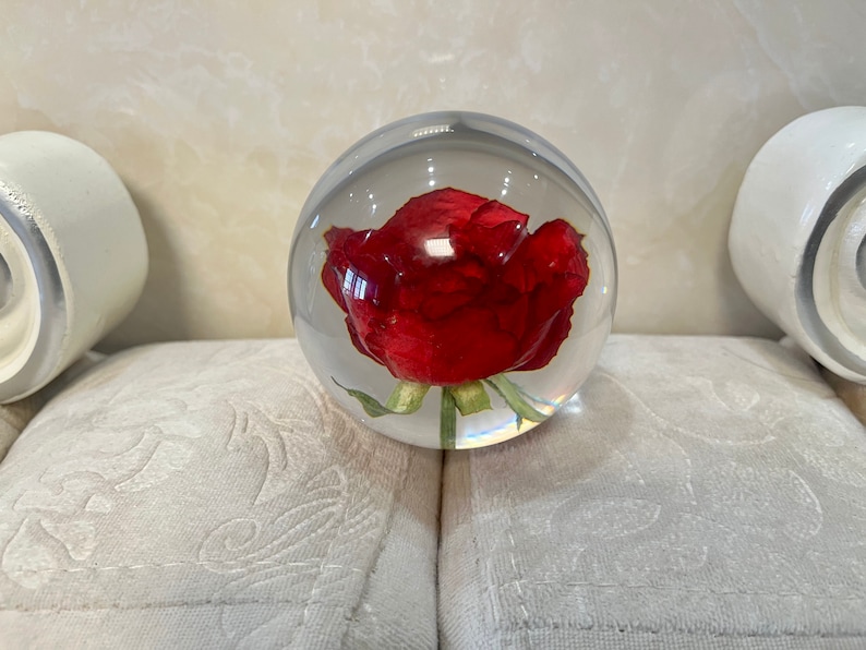 Preserved Red Rose Resin Sphere: Romantic Valentine's Gift Perfect Holiday Gift of Love image 8