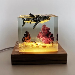 Epoxy Resin Art Whale Shark Fish Night Light Ocean Beach Resin Crafts Gifts Personalized gifts and Best friend gifts