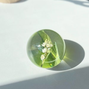 Lily of The Valley Real Flower Sphere Preserved Flower Souvenirs Botanical Gift for Her Unique Birthday Girl Gifts image 3