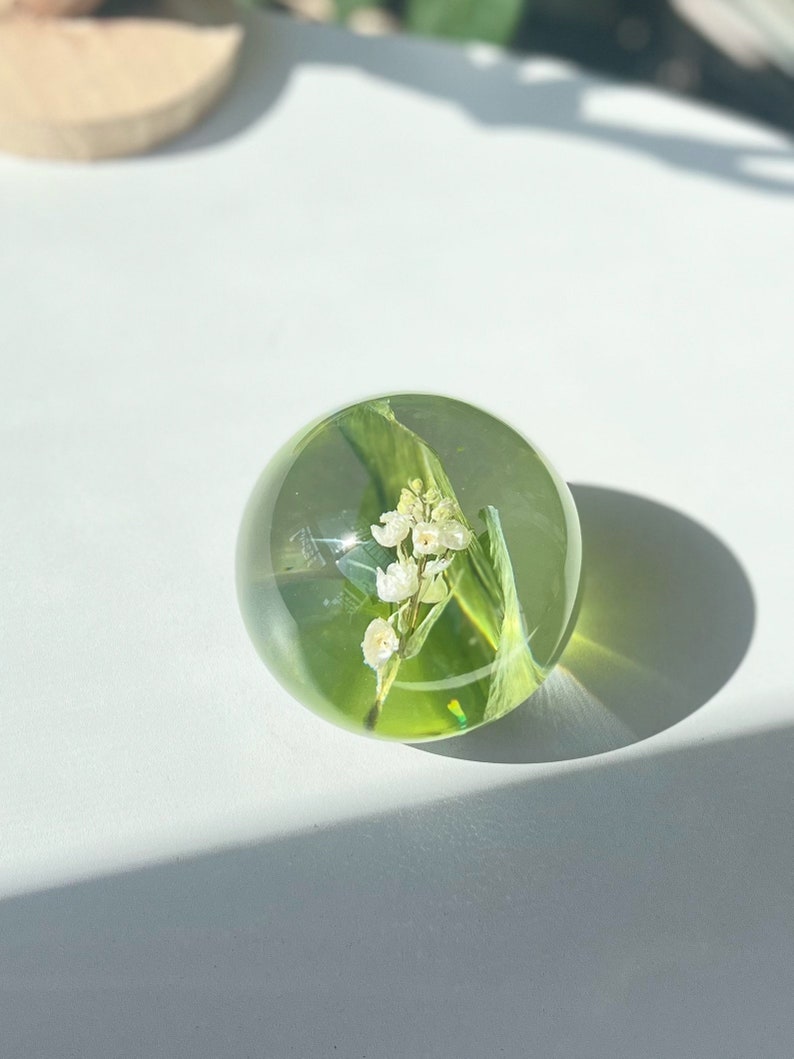 Lily of The Valley Real Flower Sphere Preserved Flower Souvenirs Botanical Gift for Her Unique Birthday Girl Gifts image 3