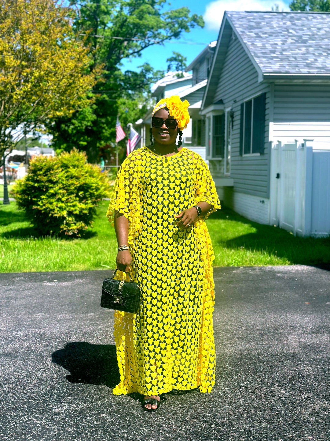 Yellow Lace Bubu Dress, Boubou, Kaftan, Lace Bubu, Nigeria Party Dress ...
