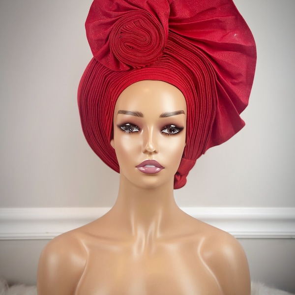 Trendie Auto-Gele, Pre-tied Headgear, African Autogele, Traditional Wedding Head tie, Nigeria Autogele, Asooke, Bridal Gele, Nigeria Gele