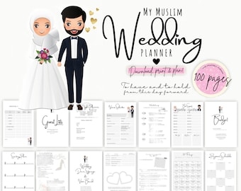 Cute Couple Wedding Planner Pages | Wedding Keepsake | Wedding Momento | Printable Wedding Planner Kit | Wedding Binder Template Organizer