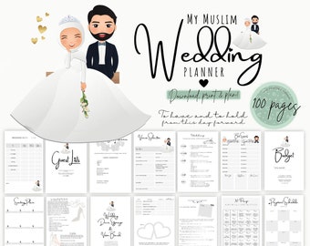 100 Page Muslim Wedding Planner Printable | Engagement Gift for a Muslim Bride | Tiara Loving Bride | Cute Nikah Ceremony Planner Organiser!