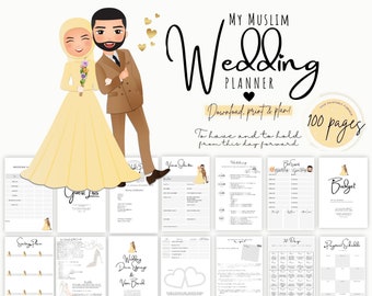 Printable Muslim Wedding Planner | Wedding Checklist | Wedding Binder Template | Muslim Wedding Diary | Thoughtful Muslim Engagement Gift