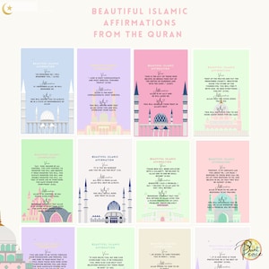 Beautiful Islamic Affirmations from the Quran | Muslim Planner | Motivational Cards | Muslim Gift Printable Cards | Fun Islamic Learning!