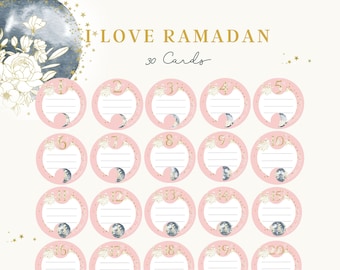 Amo le cartoline stampabili rosa Ramadan / Decorazione Ramadan / Diario Ramadan / Riflessione del giorno Ramadan / Pensiero del giorno Ramadan