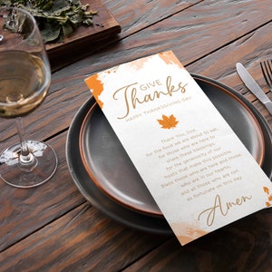Thanksgiving Prayer Table Card: Printable Place Card (Digital Download)