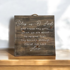 Bless Us O Lord Prayer Sign, Catholic Meal Prayer Wooden Sign, Housewarming Present, Personalized Wedding Gift