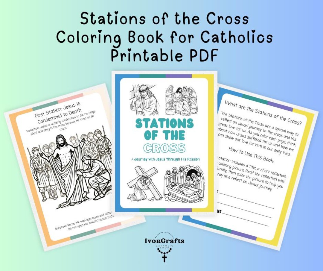 Stations of the Cross Coloring Book for Catholics - Printable PDF - Etsy