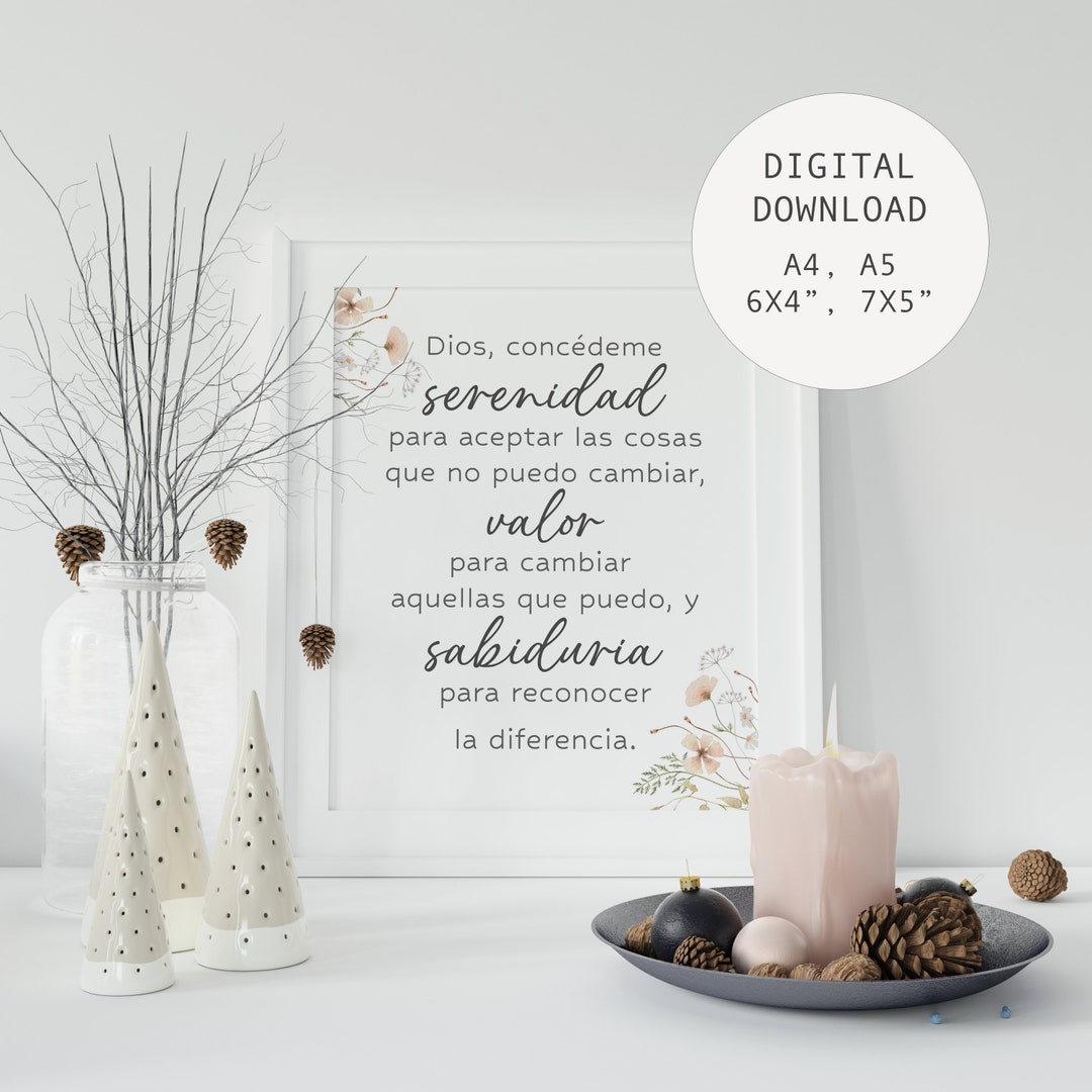Spanish Serenity Prayer , Oración De La Serenidad, Christian Prayer ...
