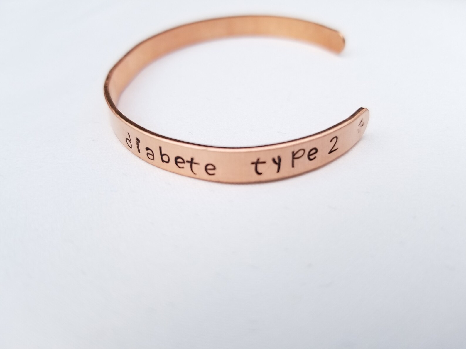 Diabetes Copper Bracelet Diabetes Type 2 Bangle Hand Stamped Etsy