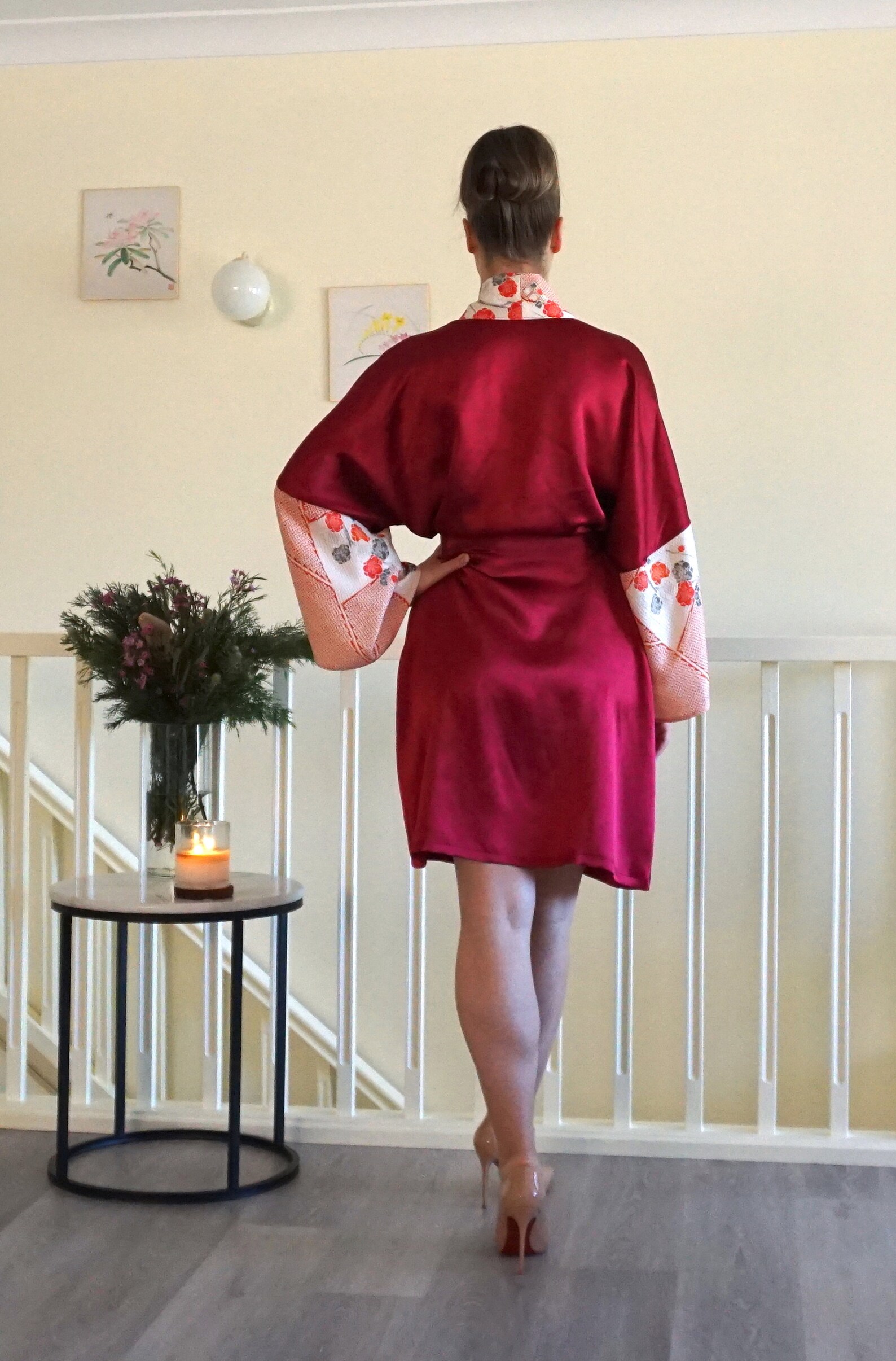 Red Silk Robe Handmade From Italian Silk Satin & Vintage Etsy UK
