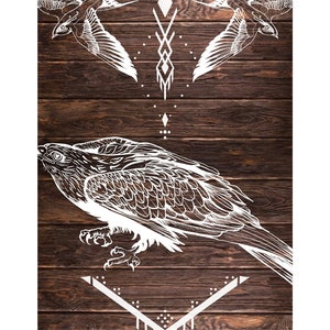 Vector Nature DXF, SVG, PNG Jpeg Hawk et Swallow Vectors pour Cricut, impression laser, découpe laser, gravure sur bois, conception de tatouage