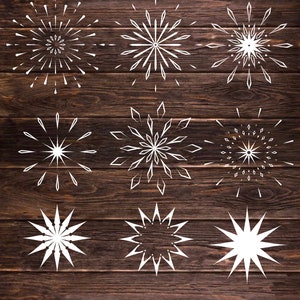 Arquivos vetoriais Starburst Firework SVG DXF para Cricut, Corte a laser, Design de logotipo, Decoração de casa, Design Boho, Yoga, Estúdio, Escritório, Quarto