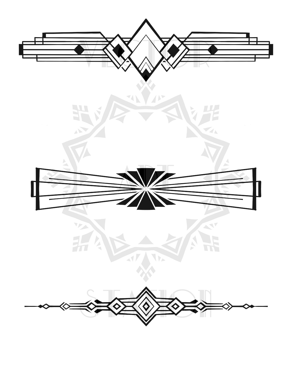 3 Vector Art Deco Headers SVG DXF Jpeg and PNG Files for - Etsy