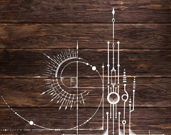 Fibonacci Spiral Design, DXF, SVG, PNG AutoCAD, Cricut, Yoga, Technical Woodcut, Printing, Laser printing Design for Home Decor
