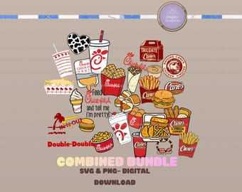 Fast Food PNG SVG Bundle, Chicken Fingers Clipart, Drive Thru Food Digital Download