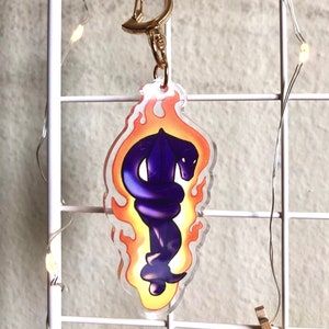 3 in. Flaming Sword Acrylic Keychain -Good Omens