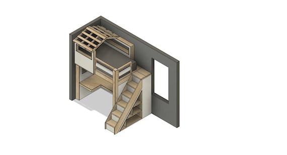 DIY Build Plans Twin Bed Fort Style Loft Bed With Stairs Bed With Desk Bed With Shelves Etsy