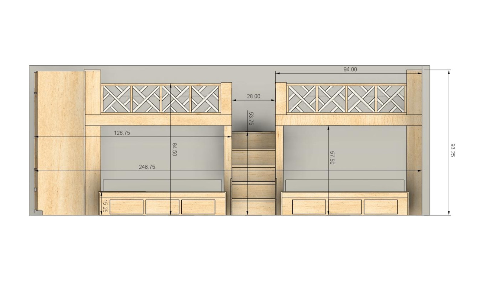Quad Bunk Bed DIY Build Plans: Full Over King With Armoire & Storage - Etsy