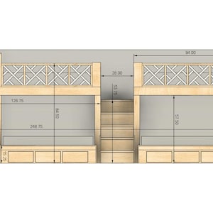 Quad Bunk Bed DIY Build Plans: Full Over King With Armoire & Storage - Etsy