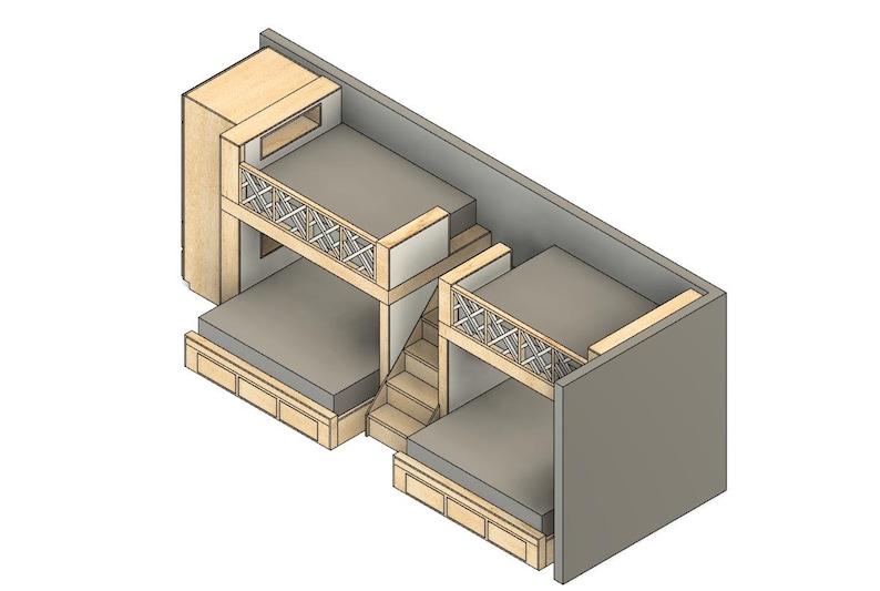 Quad Bunk Bed DIY Build Plans: Full Over King With Armoire & Storage - Etsy
