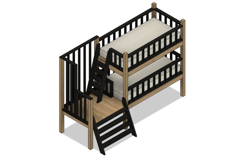 DIY Build Plans Elevated Bunk Bed Double Twin XL Bunk Bed Etsy