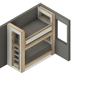Twin Bunk Bed with Shelves DIY Build Plans
