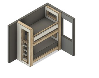 Twin Bunk Bed with Shelves DIY Build Plans