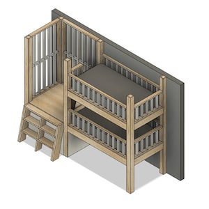 DIY Build Plans - Elevated Bunk Bed - Double Twin XL Bunk Bed - Bunk Bed - Plan #030