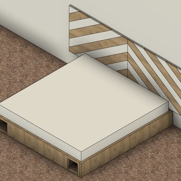 DIY Build Plan - King Size Cat Maze Bed - 80" x 84" x 11-1/2" - King Bed Frame - Plan #017