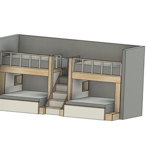 Full/queen Quad Bunk Bed With Stairs - DIY Build Plans - Etsy