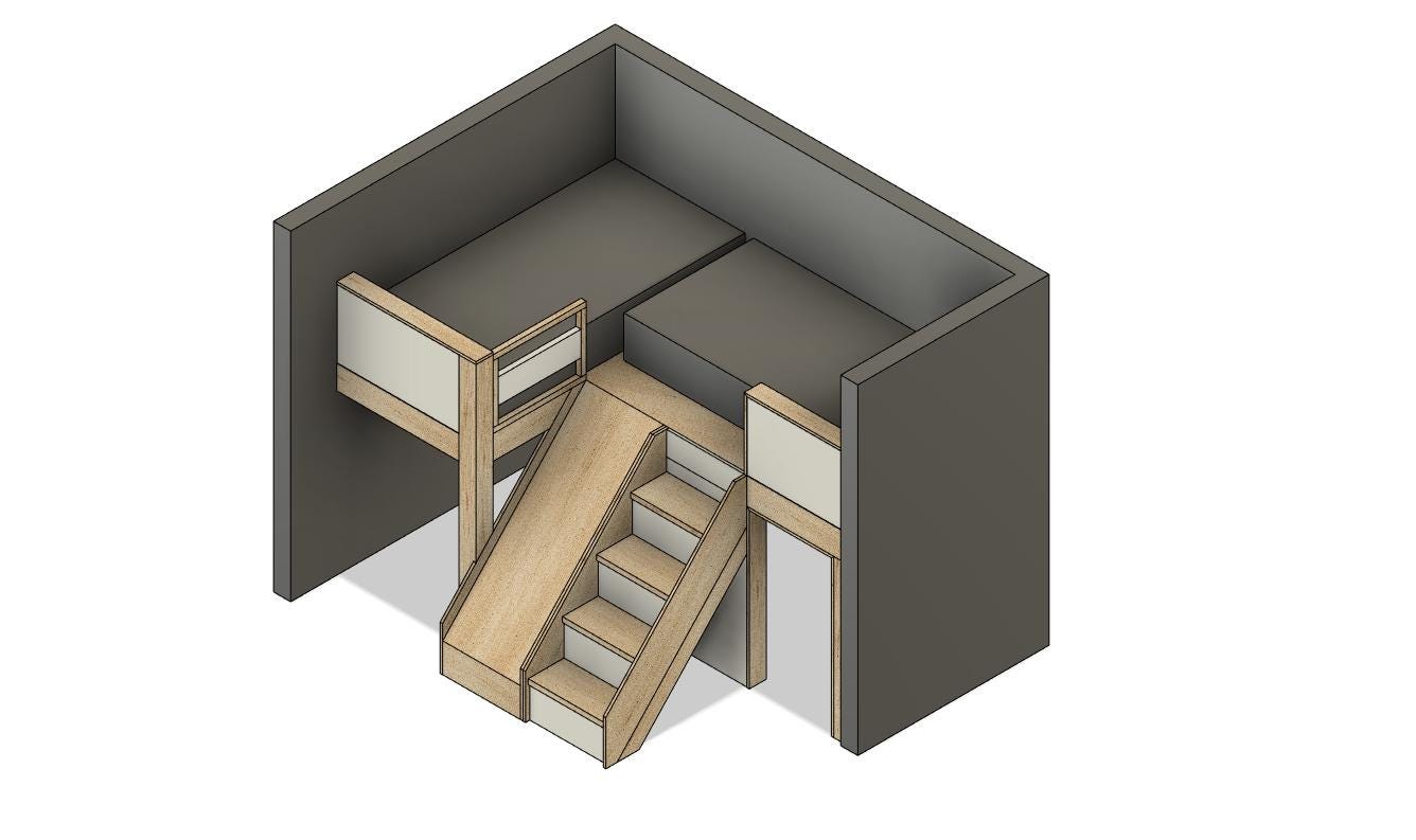 Twin Loft Bed With Stairs & Slide DIY Build Plans - Etsy