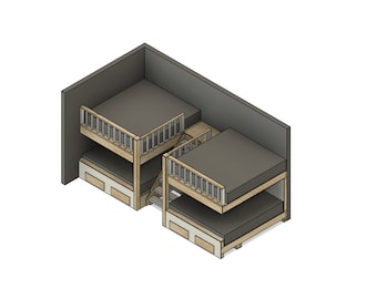 King Size Bunk Bed Build Plans with Stairs and Drawers (DIY)