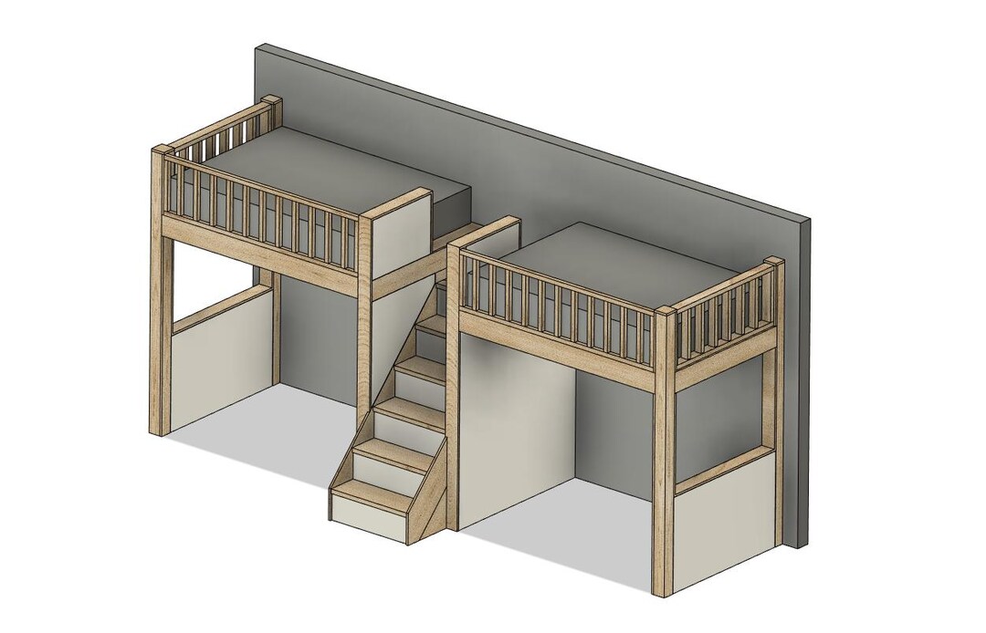 DIY Build Plans - Double Full Size Loft With Stairs - Plan #029 - Etsy