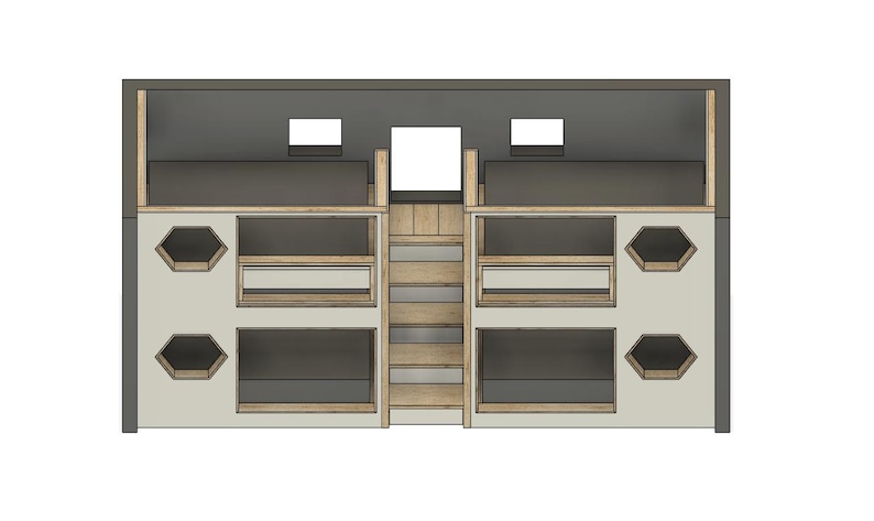 Quad Full Bunk Bed DIY Build Plans With Staircase Storage - Etsy