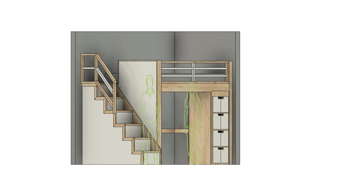 DIY Build Plans - Queen Loft with Stairs, Drawers and Desk - Bed with ...