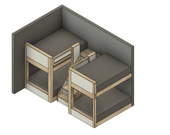 Quad Full Size Bunk Bed with Stairs: DIY Metric and Imperial Build Plans