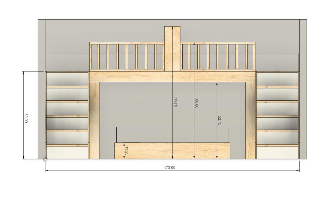 Twin XL Over King Bunk Bed With Stairs - DIY Build Plans - Plan #225 - Etsy