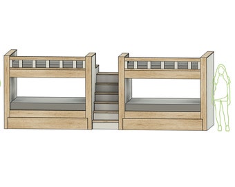 Full Over Full Bunk Bed with Trundle & Drawers - DIY Build Plans