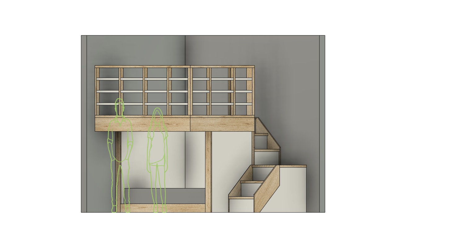 Full Size Reverse Loft Bed With Stairs: DIY Build Plans - Etsy