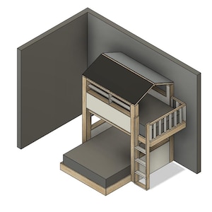 Twin over full fort style bunk bed - Modern bunk bed - DIY Bunk Bed - Plan #197