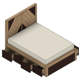 DIY Build Plan - Queen Bed with Under Storage - Bed with Drawers - Plan #023