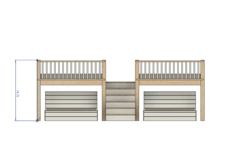 DIY Build Plans Double Split Bunk Bed with Stairs Twin - Etsy México