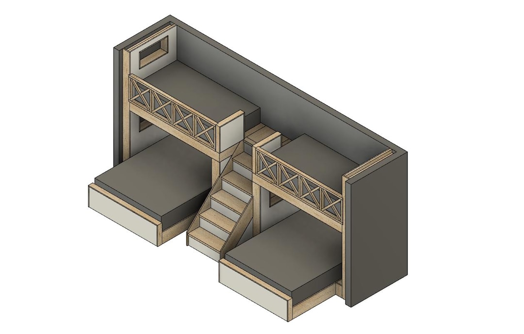 Double Bunk Bed With Stairs: Twin Upper/queen Lower - DIY Build Plans ...
