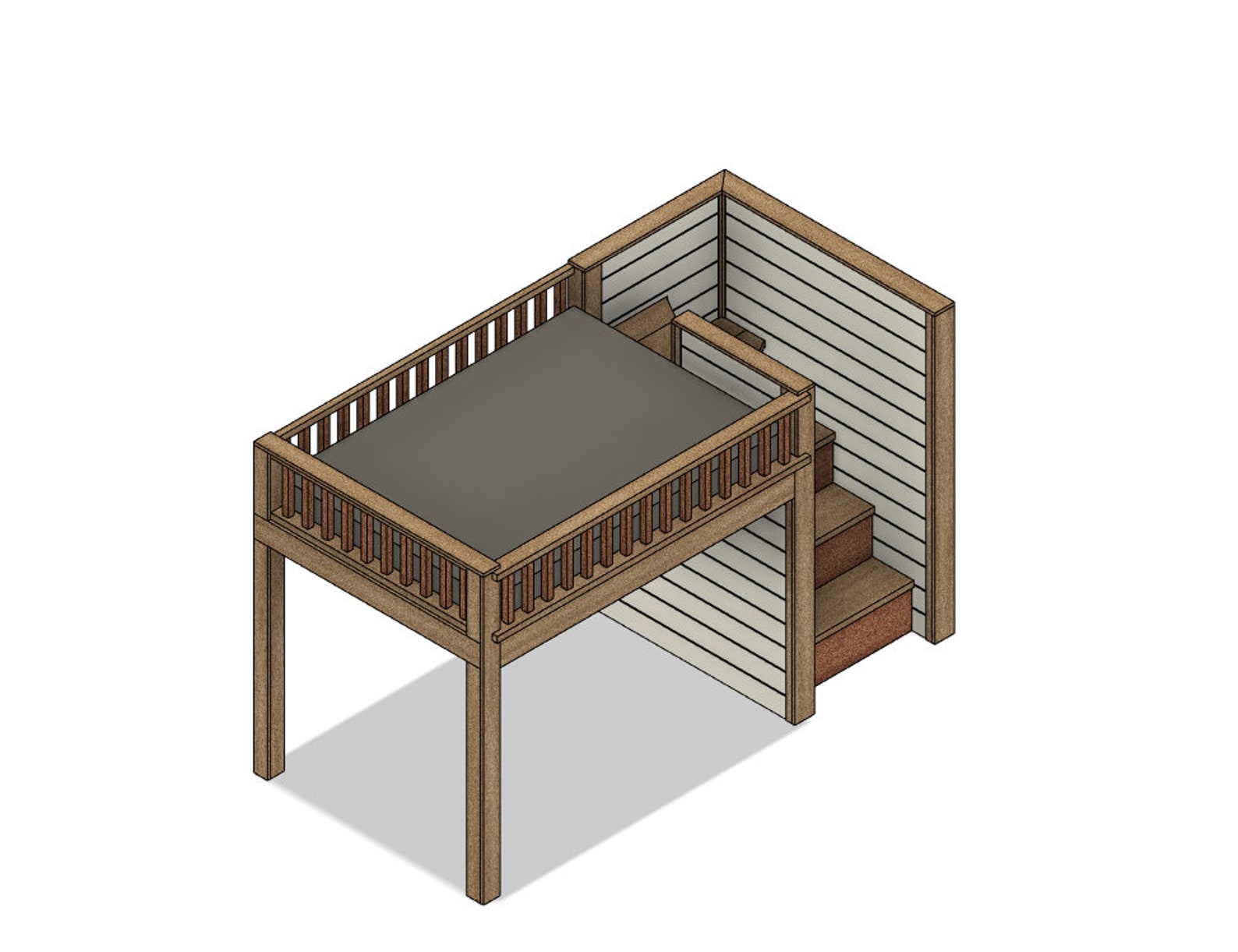 Full Loft Bed With Stairs DIY Build Plan (metric and Imperial ...